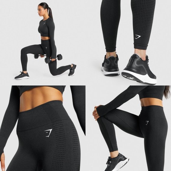 Gymshark Vital Seamless 2.0 High Waist Train Leggings Pants Size XXL Black Marl - Picture 2 of 9